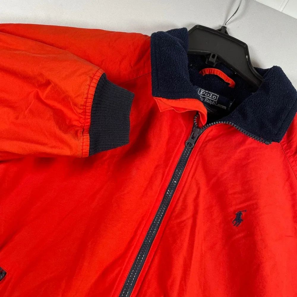 VTG‎ Polo Ralph Lauren Men's Red Navy Fleece Lined Bomber Jacket Size M
